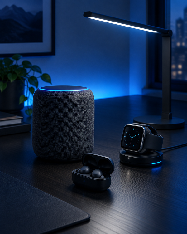 Home electronics on a desk