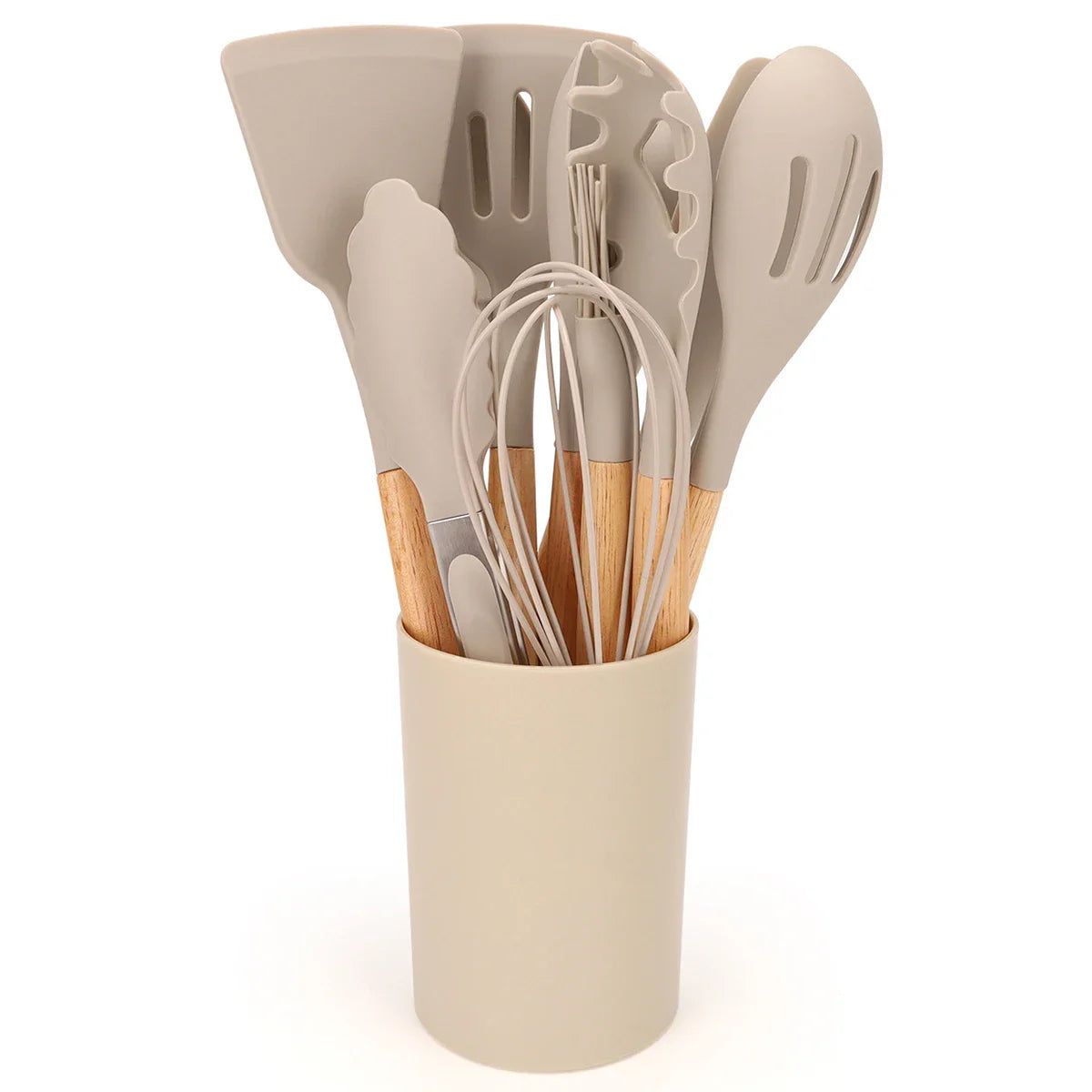 12Pcs Silicone Kitchen Utensil Set with Storage Bucket