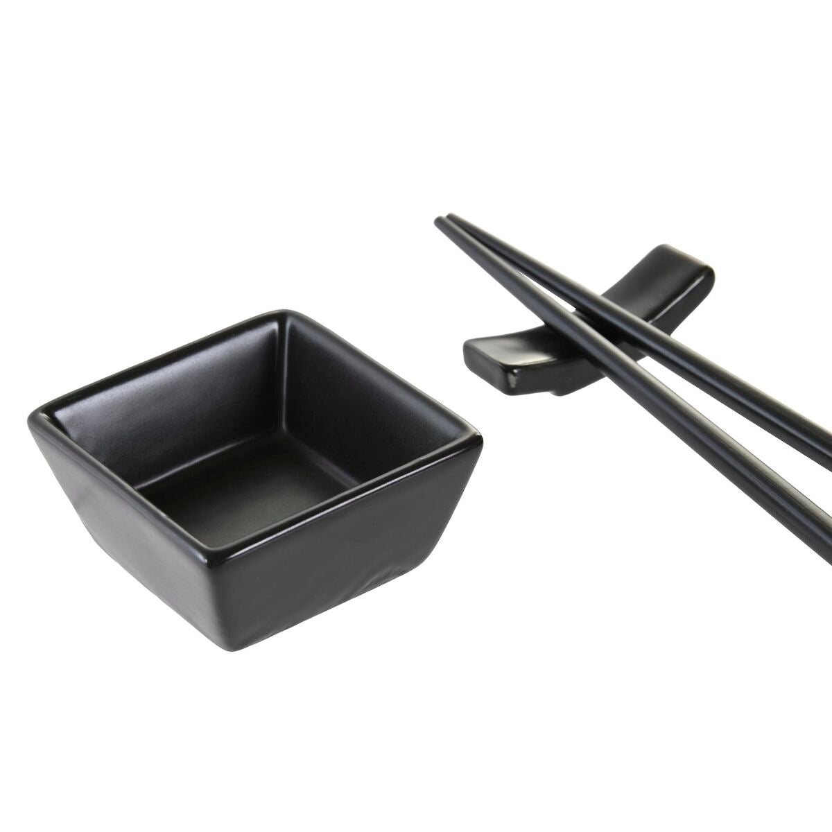 Sushi Set DKD Home Decor Natural Black Bamboo Stoneware Oriental