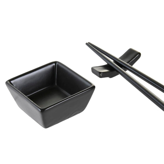 Sushi Set DKD Home Decor Natural Black Bamboo Stoneware Oriental