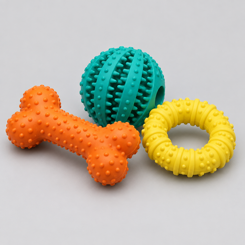 Durable Rubber Chew Toy Trio